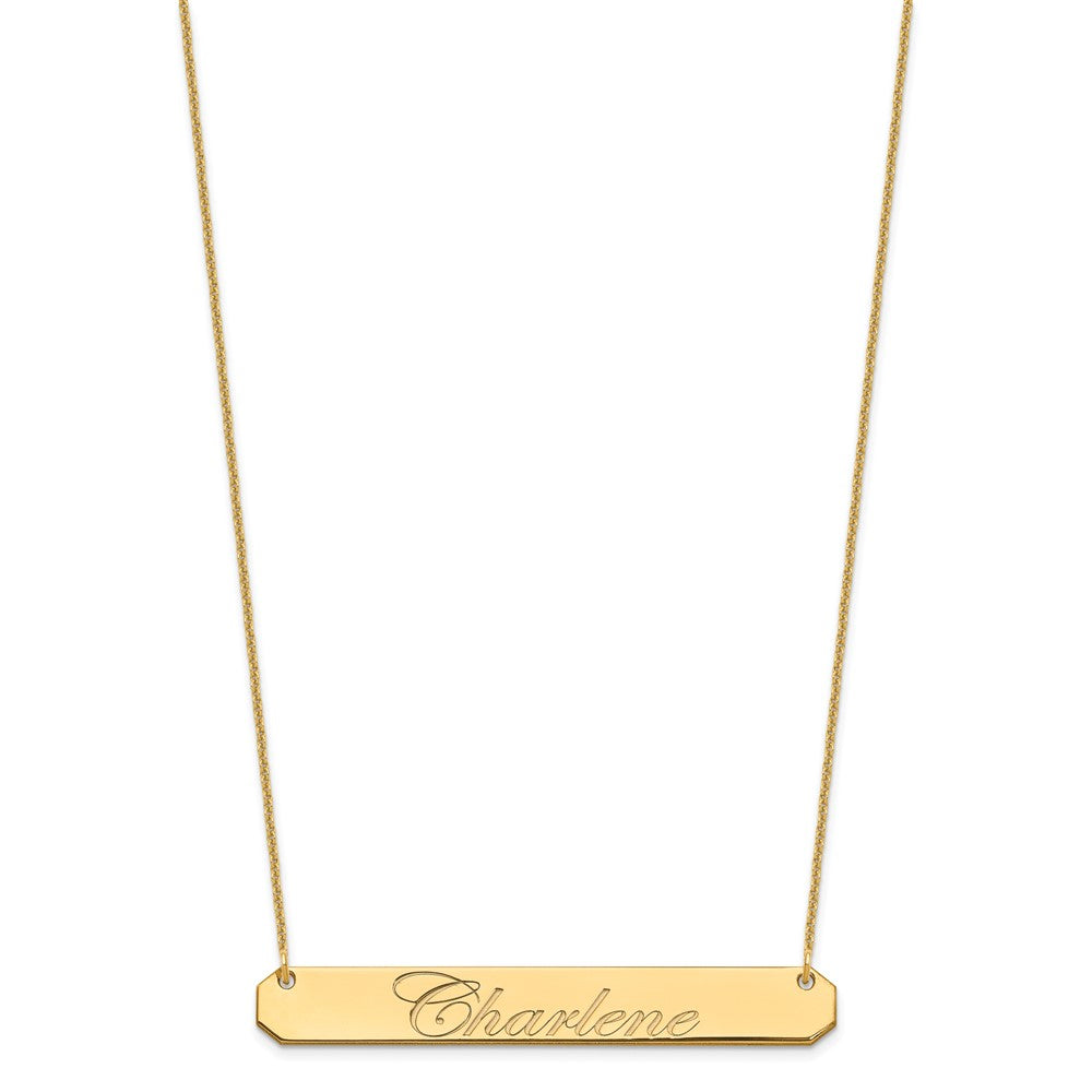 14K Gelbgold Groß Edwardianisch Schreibschrift Stab Halskette