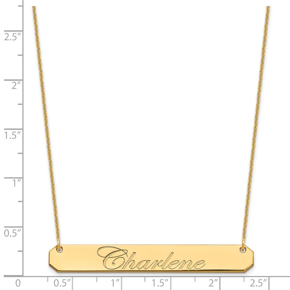 14K Gelbgold Groß Edwardianisch Schreibschrift Stab Halskette