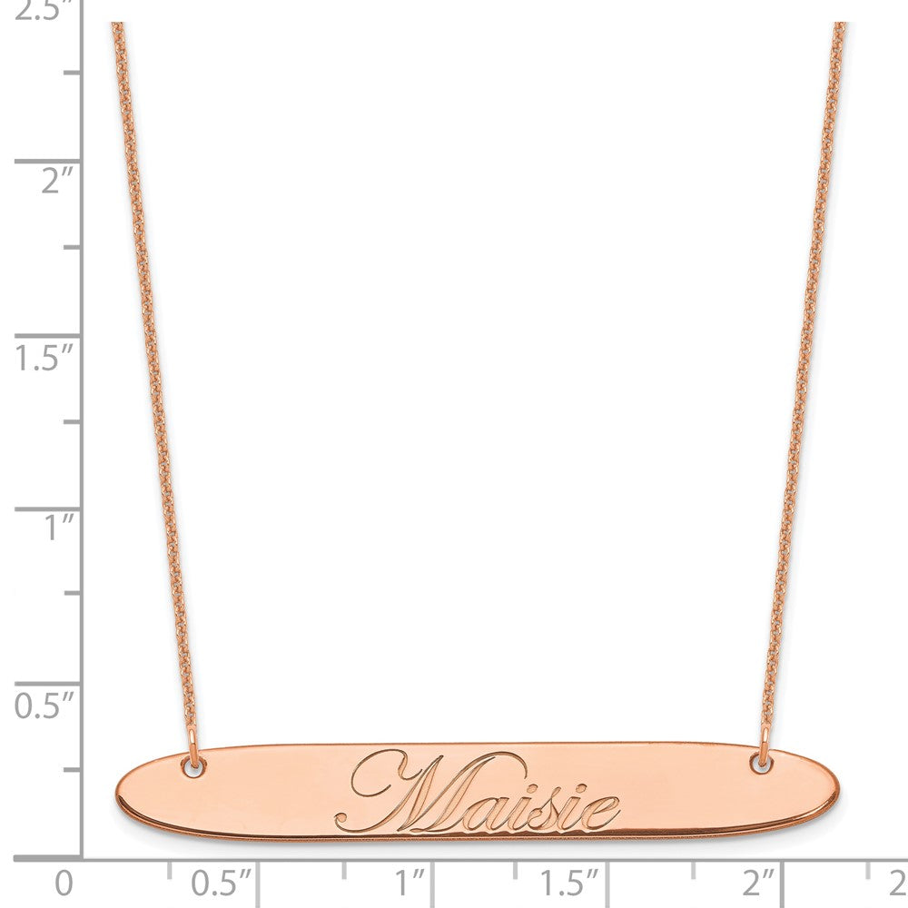 14K Roségold Groß Oblong Edwardianisch Schreibschrift Stab Halskette