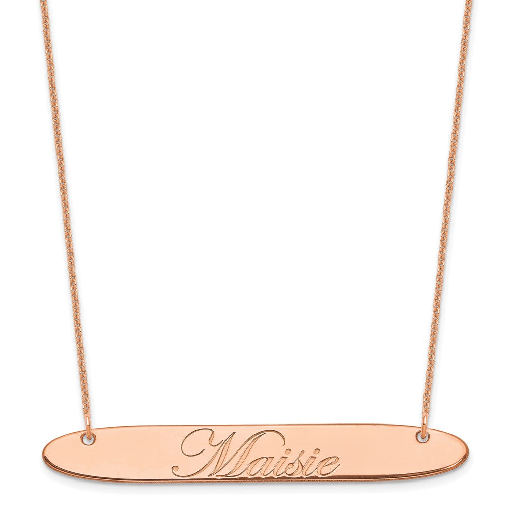 14K Roségold Groß Oblong Edwardianisch Schreibschrift Stab Halskette