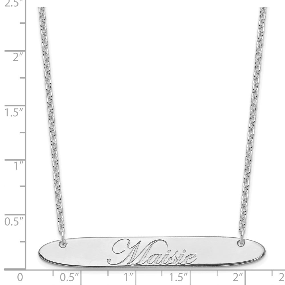 Sterlingsilber Rhodiniert Groß Oblong Edwardianisch Schreibschrift Stab Halskette