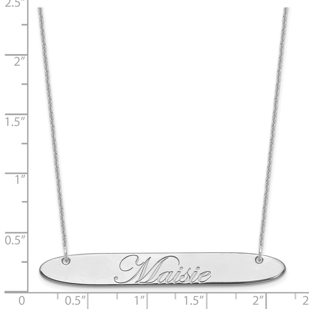14K Weißgold Groß Oblong Edwardianisch Schreibschrift Stab Halskette