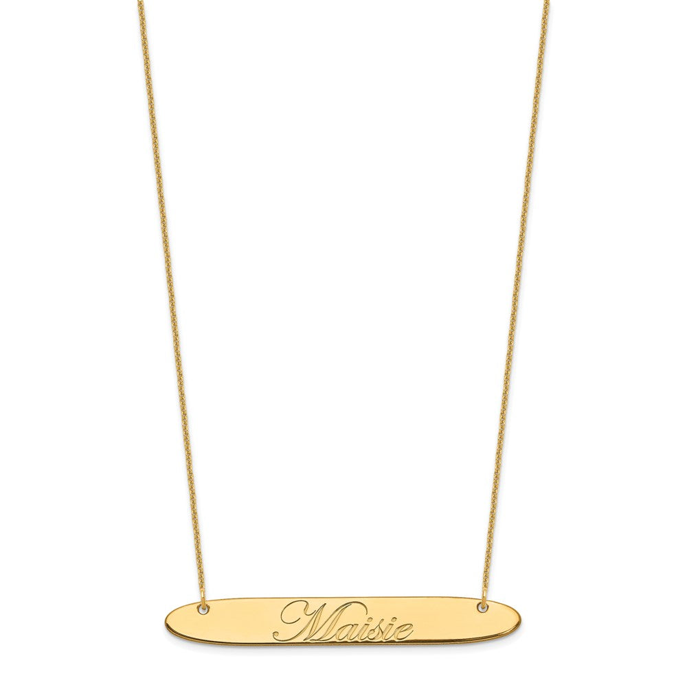 14K Gelbgold Groß Oblong Edwardianisch Schreibschrift Stab Halskette