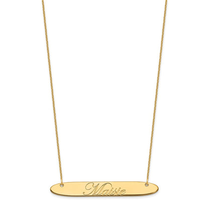 14K Gelbgold Groß Oblong Edwardianisch Schreibschrift Stab Halskette
