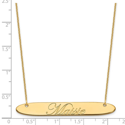 14K Gelbgold Groß Oblong Edwardianisch Schreibschrift Stab Halskette