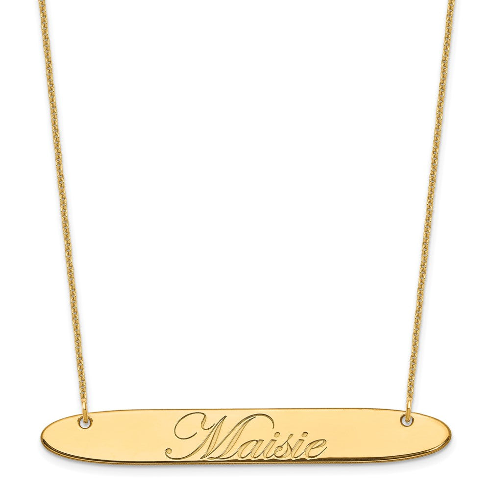 14K Gelbgold Groß Oblong Edwardianisch Schreibschrift Stab Halskette