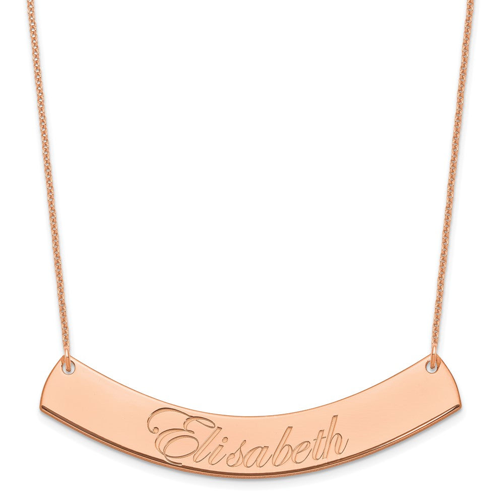 14K Roségold Groß Edwardianisch Schreibschrift Gebogen Stab Halskette
