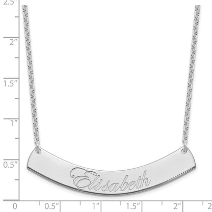 Sterlingsilber Rhodiniert Groß Edwardianisch Schreibschrift Gebogen Stab Halskette