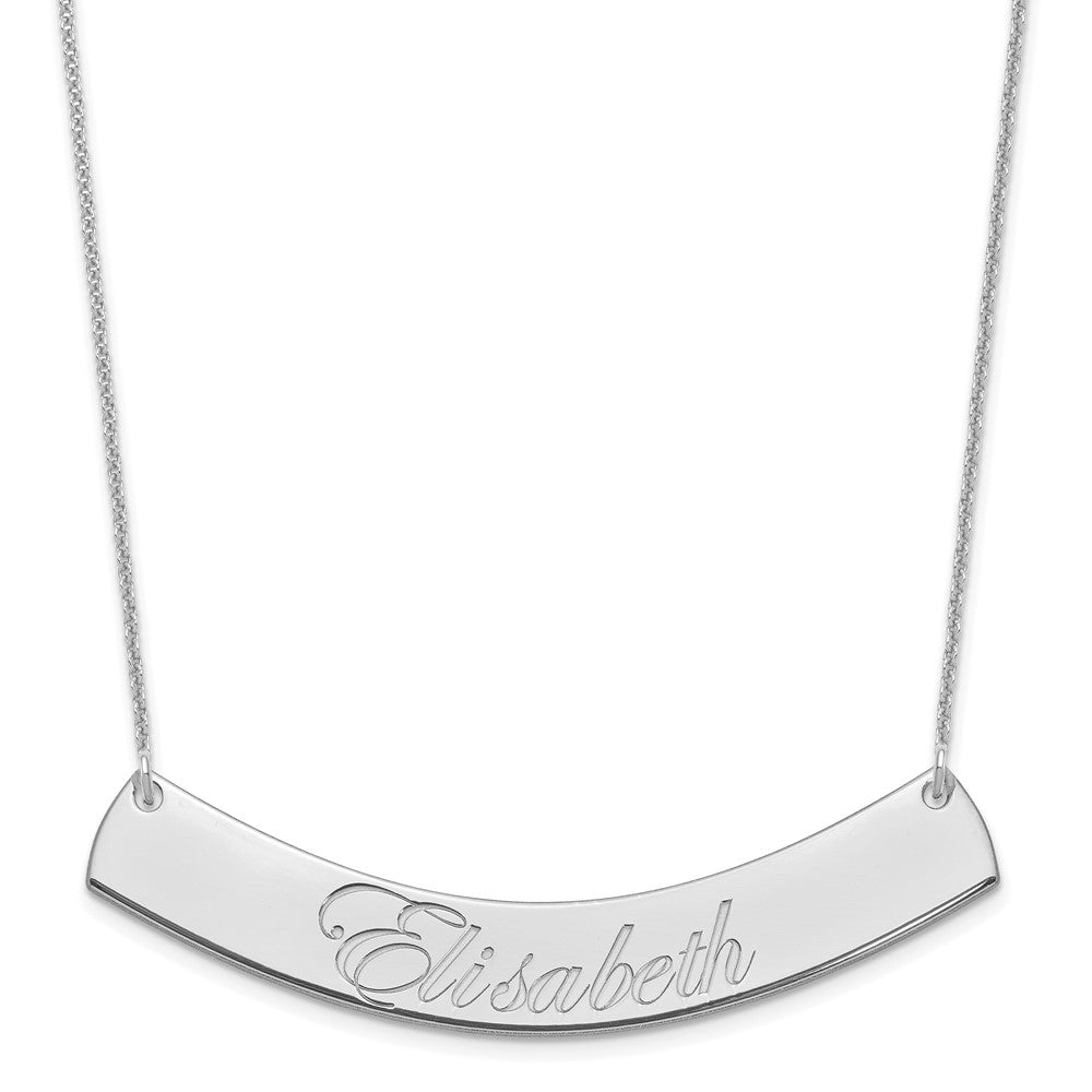 14K Weißgold Groß Edwardianisch Schreibschrift Gebogen Stab Halskette
