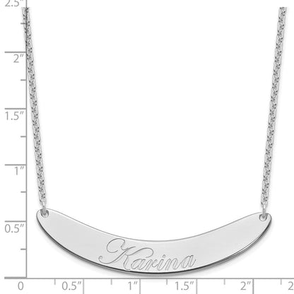 Sterlingsilber Rhodiniert Groß Edwardianisch Schreibschrift Gebogen Stab Halskette