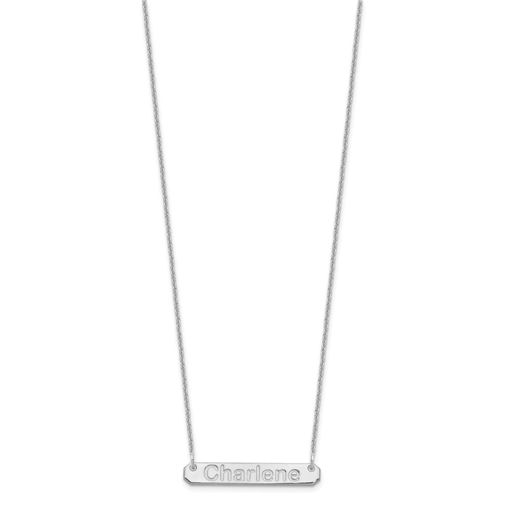 14K Weißgold Klein Arial Abgerundet Stab Halskette