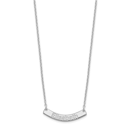 Sterlingsilber Rhodiniert Klein Arial Abgerundet Gebogen Stab Halskette