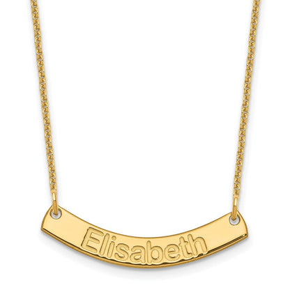14K Gelbgold Klein Arial Abgerundet Gebogen Stab Halskette