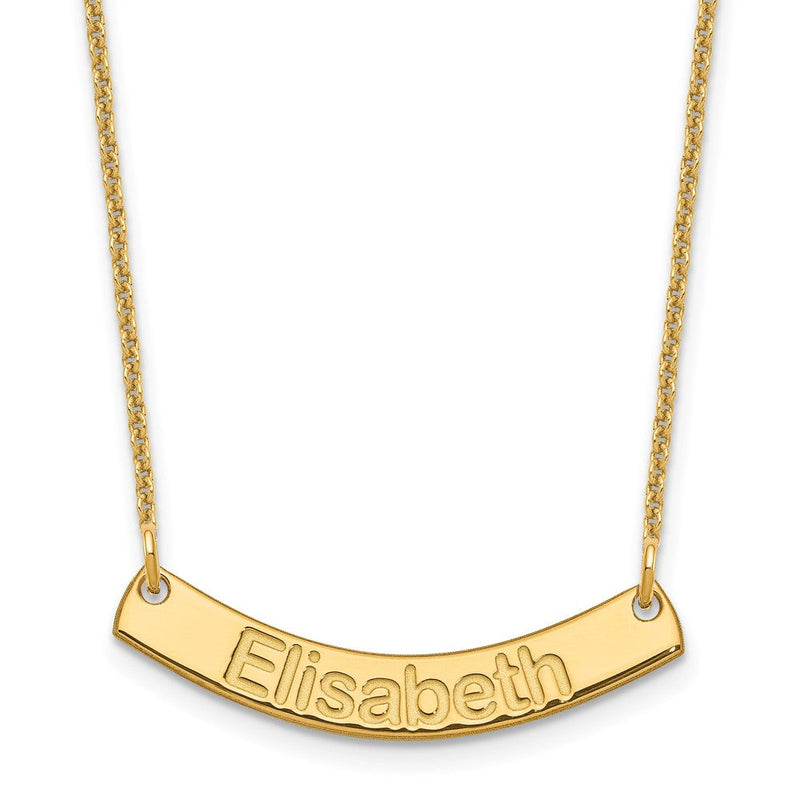 14K Gelbgold Klein Arial Abgerundet Gebogen Stab Halskette