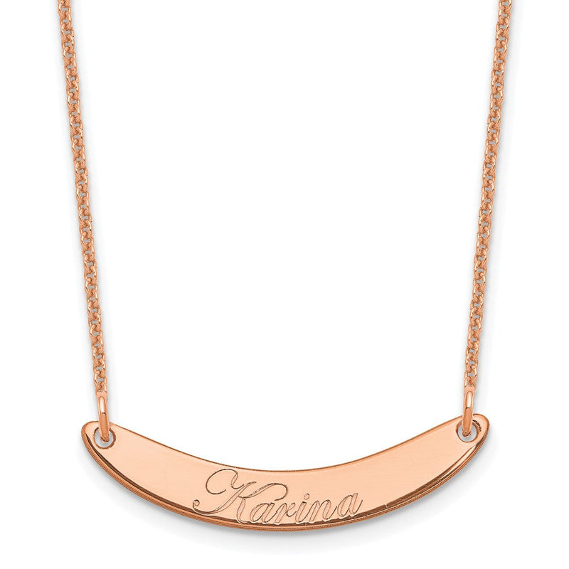14K Roségold Klein Edwardianisch Schreibschrift Gebogen Stab Halskette