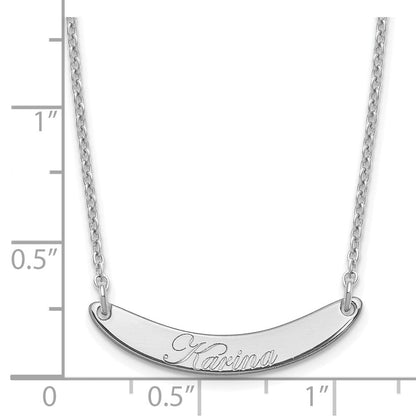 Sterlingsilber Rhodiniert Klein Edwardianisch Schreibschrift Gebogen Stab Halskette