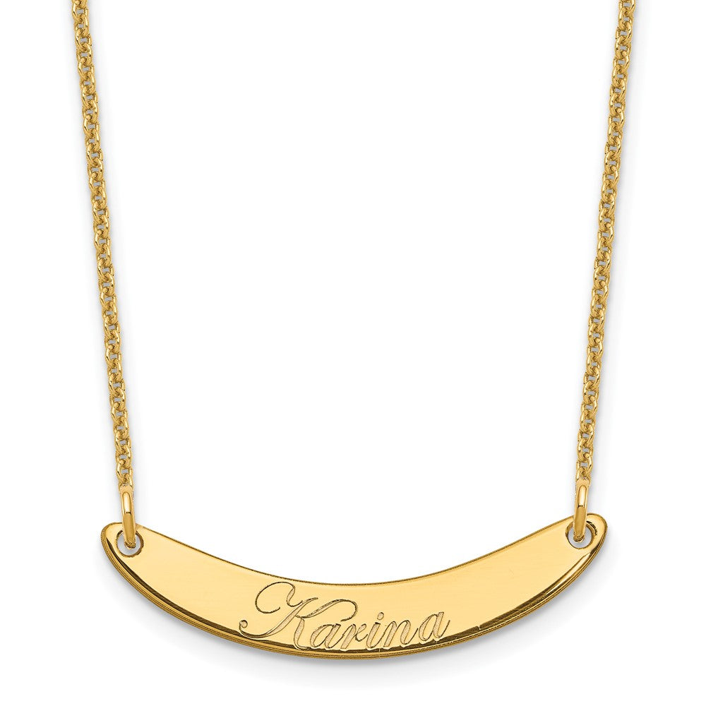 14K Gelbgold Klein Edwardianisch Schreibschrift Gebogen Stab Halskette