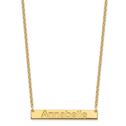 Vergoldet Sterlingsilber /gold Mittel Arial Abgerundet Stab Halskette