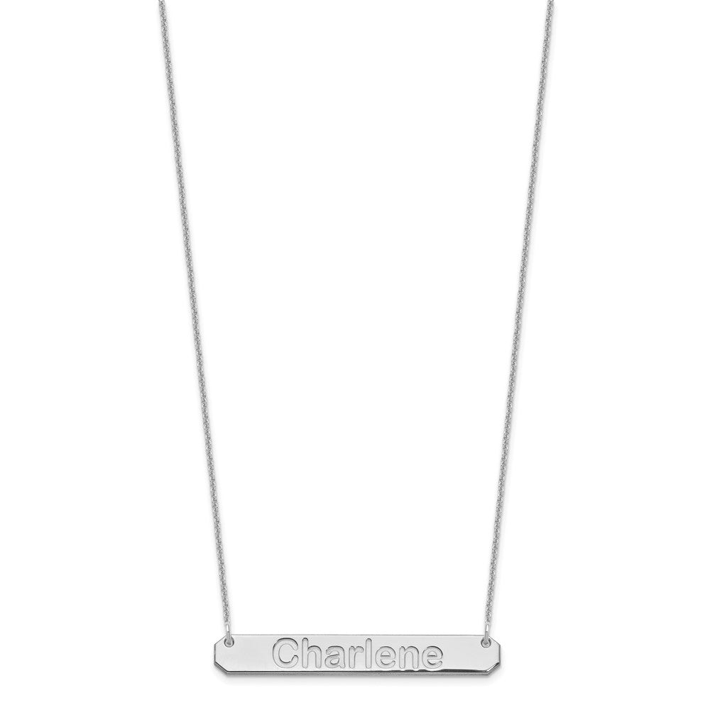 14K Weißgold Mittel Arial Abgerundet Stab Halskette