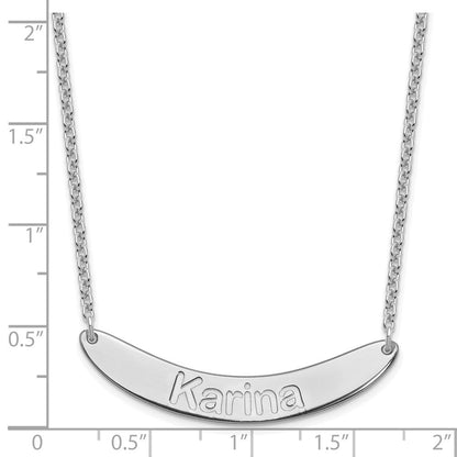 Sterlingsilber Rhodiniert Mittel Arial Abgerundet Gebogen Stab Halskette