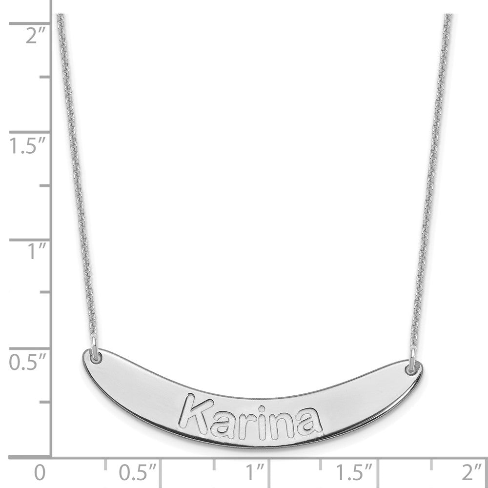 14K Weißgold Mittel Arial Abgerundet Gebogen Stab Halskette