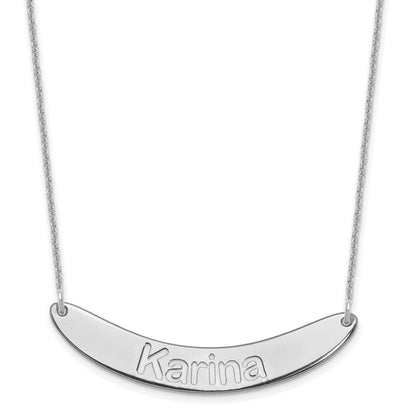 14K Weißgold Mittel Arial Abgerundet Gebogen Stab Halskette