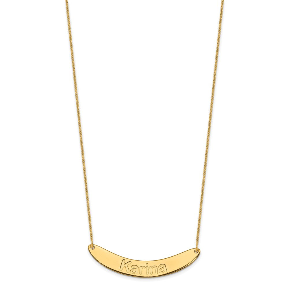 14K Gelbgold Mittel Arial Abgerundet Gebogen Stab Halskette