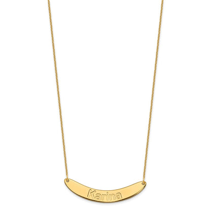 14K Gelbgold Mittel Arial Abgerundet Gebogen Stab Halskette