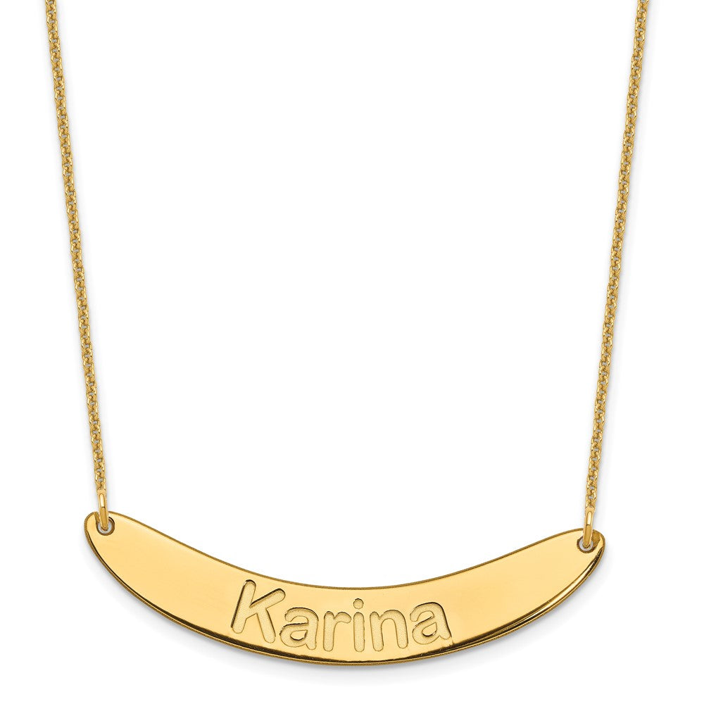 14K Gelbgold Mittel Arial Abgerundet Gebogen Stab Halskette