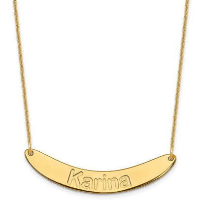 14K Gelbgold Mittel Arial Abgerundet Gebogen Stab Halskette