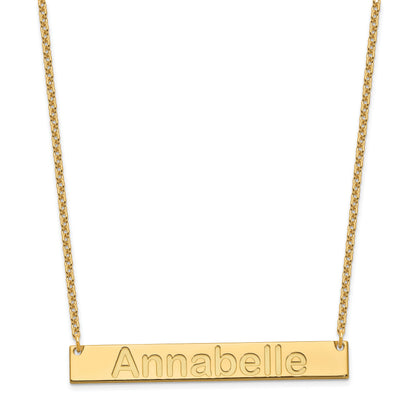 Vergoldet Sterlingsilber /gold Groß Arial Abgerundet Stab Halskette