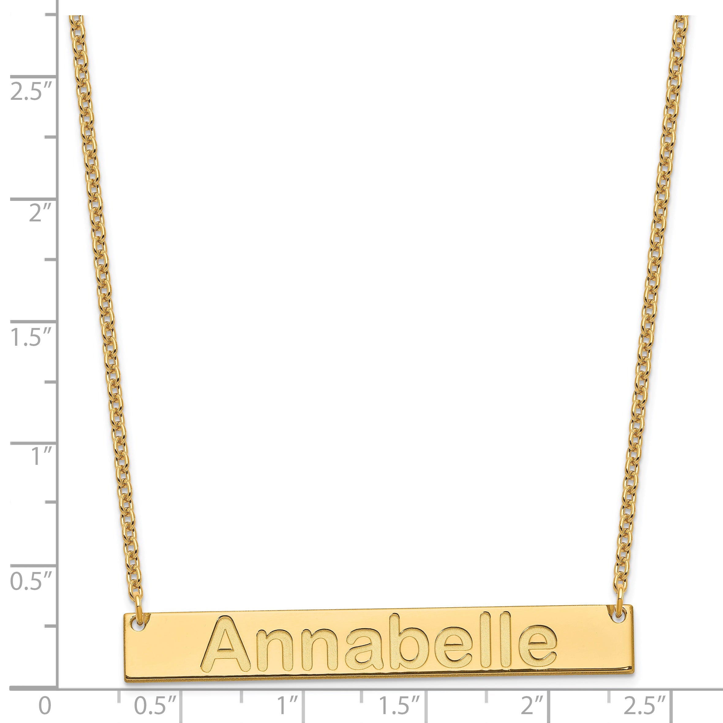 Vergoldet Sterlingsilber /gold Groß Arial Abgerundet Stab Halskette