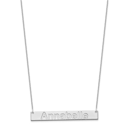 14K Weißgold Groß Arial Abgerundet Stab Halskette