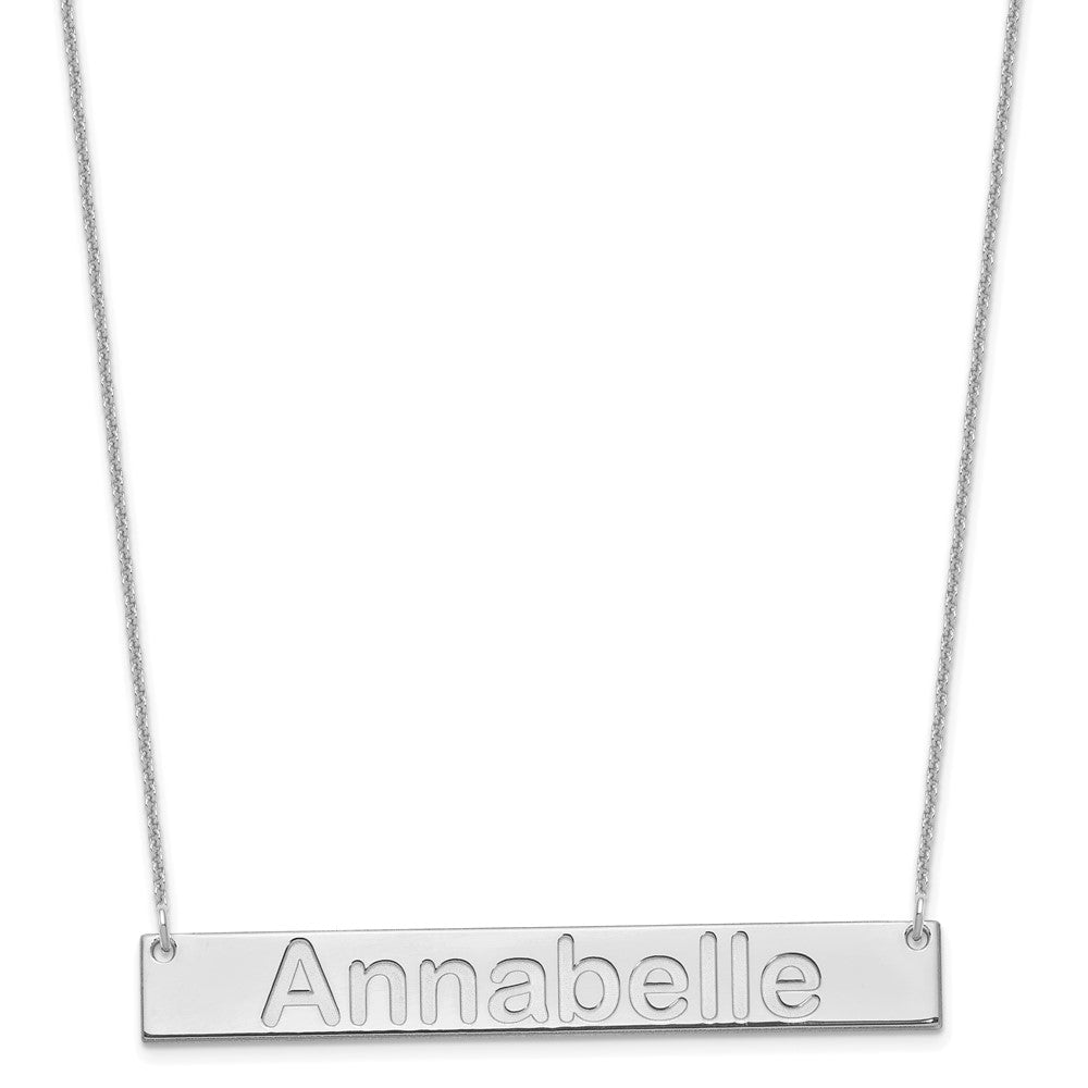 14K Weißgold Groß Arial Abgerundet Stab Halskette