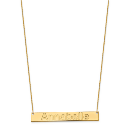 14K Gelbgold Groß Arial Abgerundet Stab Halskette
