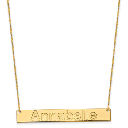 14K Gelbgold Groß Arial Abgerundet Stab Halskette