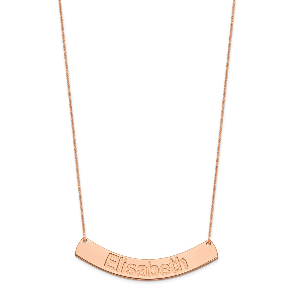 14K Roségold Groß Arial Abgerundet Gebogen Stab Halskette