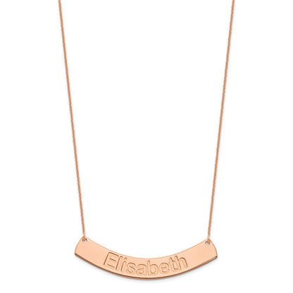 14K Roségold Groß Arial Abgerundet Gebogen Stab Halskette