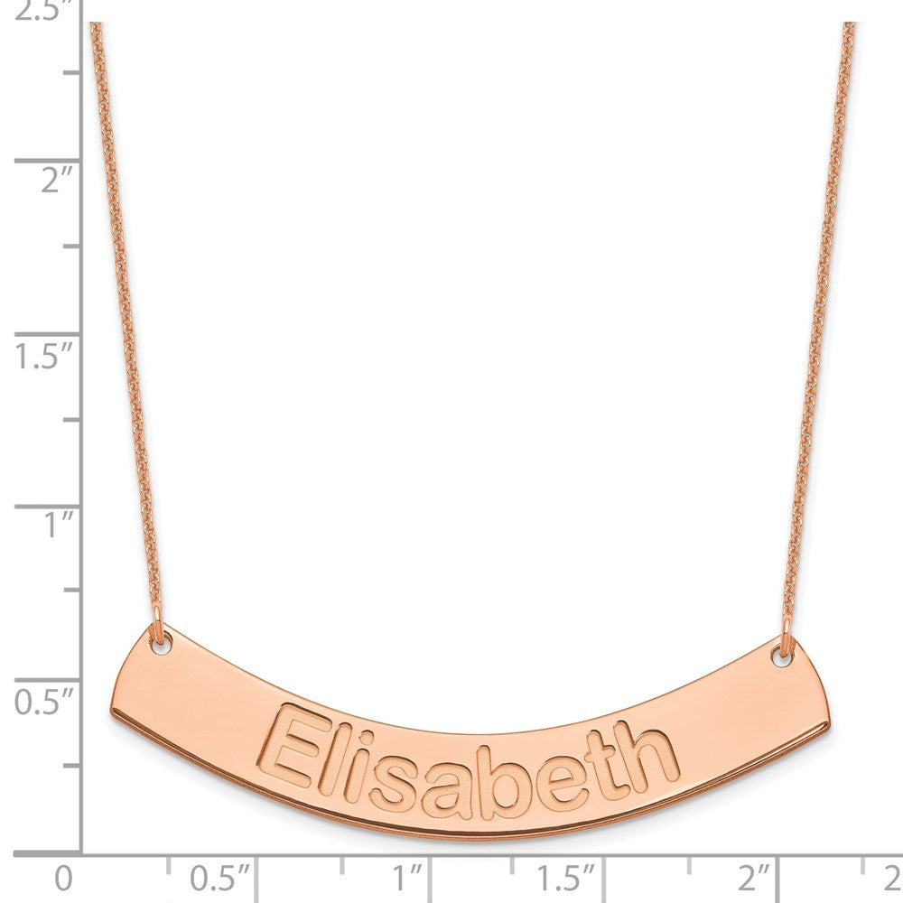 14K Roségold Groß Arial Abgerundet Gebogen Stab Halskette