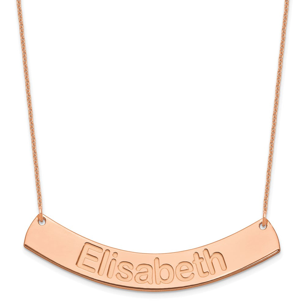 14K Roségold Groß Arial Abgerundet Gebogen Stab Halskette