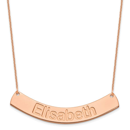 14K Roségold Groß Arial Abgerundet Gebogen Stab Halskette