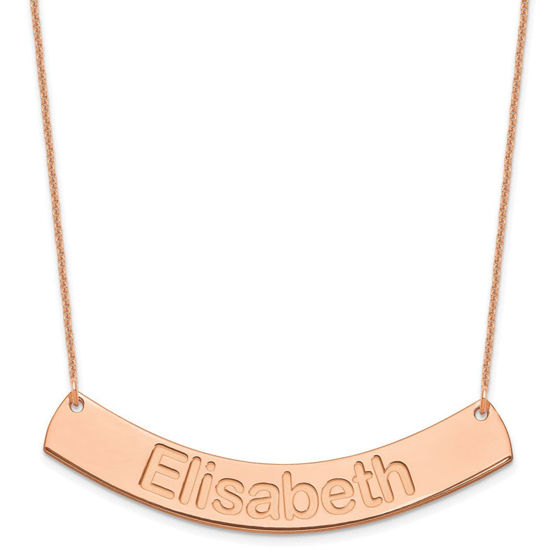 14K Roségold Groß Arial Abgerundet Gebogen Stab Halskette
