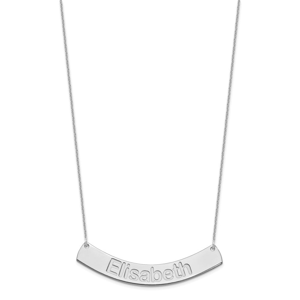 14K Weißgold Groß Arial Abgerundet Gebogen Stab Halskette
