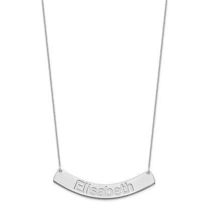 14K Weißgold Groß Arial Abgerundet Gebogen Stab Halskette