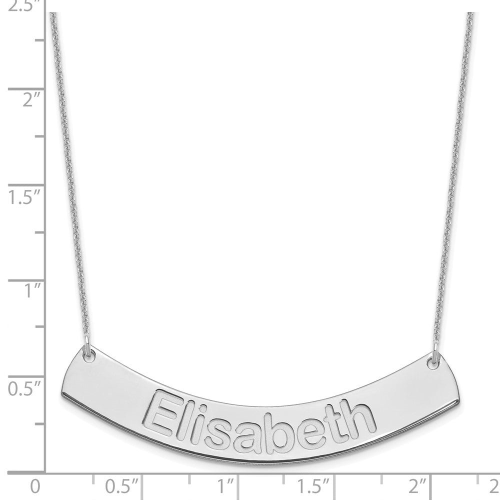 14K Weißgold Groß Arial Abgerundet Gebogen Stab Halskette