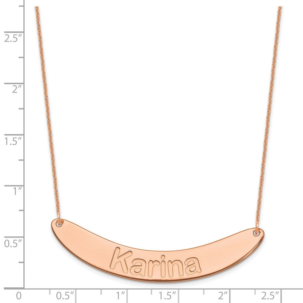 14K Roségold Groß Arial Abgerundet Gebogen Stab Halskette