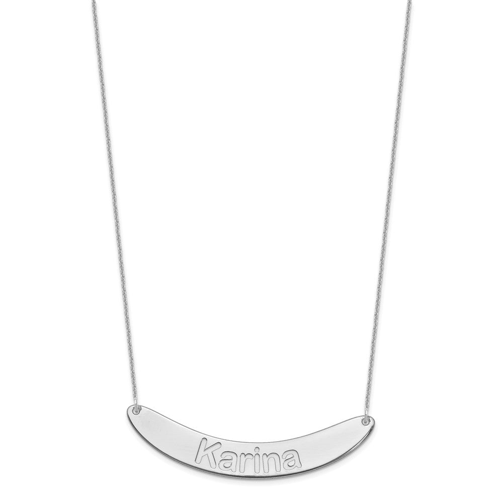 14K Weißgold Groß Arial Abgerundet Gebogen Stab Halskette