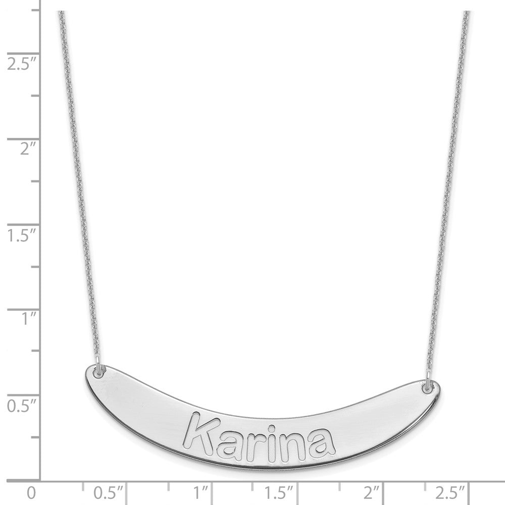 14K Weißgold Groß Arial Abgerundet Gebogen Stab Halskette