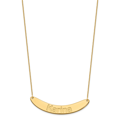 14K Gelbgold Groß Arial Abgerundet Gebogen Stab Halskette