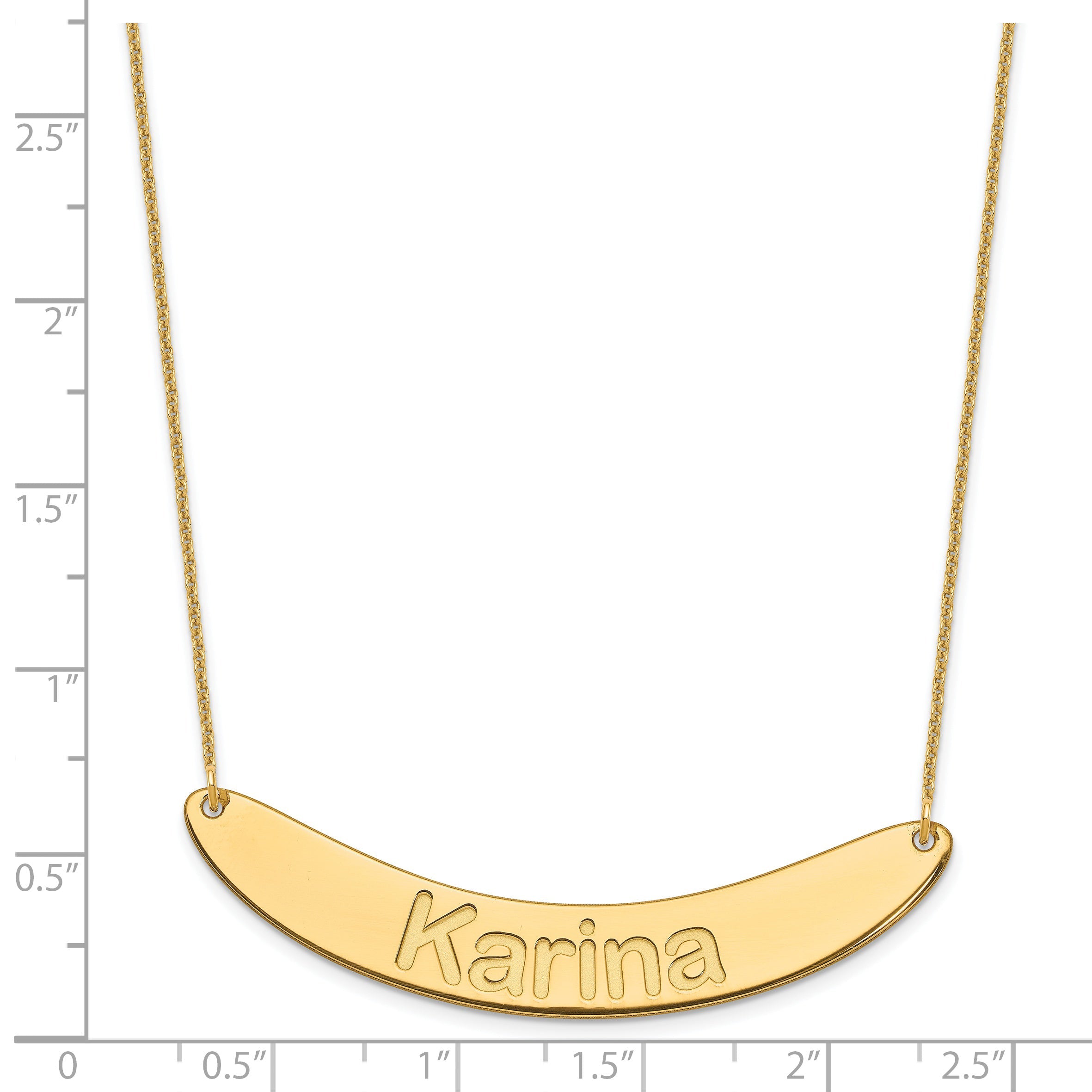 14K Gelbgold Groß Arial Abgerundet Gebogen Stab Halskette